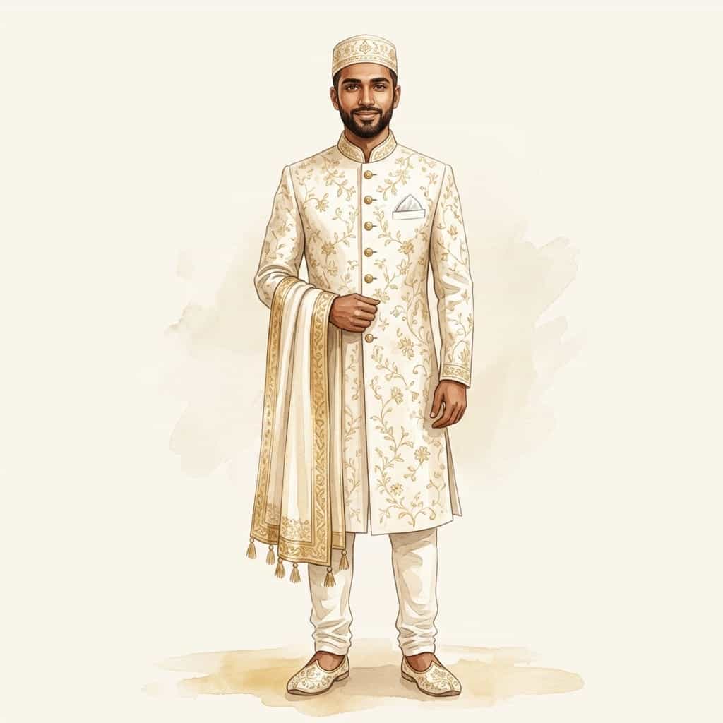 Illustration of the groom in ceremonial attire